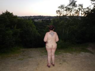 No one about at the top of the hill so the dress came off,
