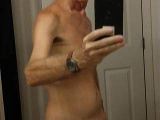 Here I am just after taking a shower and shaving. I love being naked!