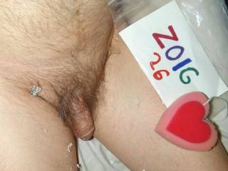 A frontal as I am on my recliner with lube residue on my skin- even inside my belly button.FZ150 camera was used.