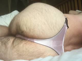 Baby pink satin thong. Soak me with your cum boys and girls xx Kimmi.