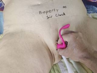Using the brush in her pussy