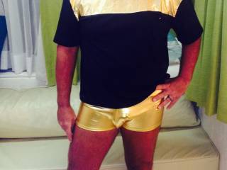 My sexy husband trying his outfit on to play . What do you think ?
