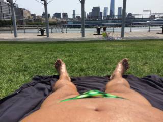 Old photos sunbathing by the pier Manhattan