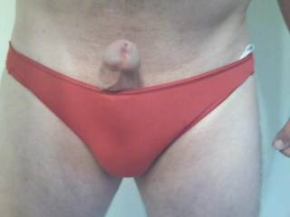 peaking out over my red stretchy panty