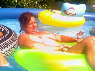 wife in pool