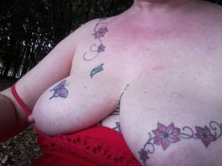 There are also times when that lacy top gets lowered in public parks to allow full tits exposure!