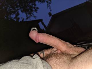 Outside playing with myself swapping cock pics with other dudes