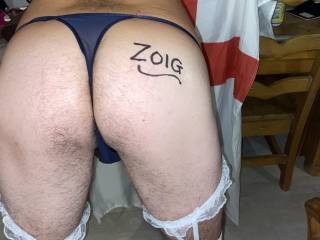 My submission for the July Flag theme. Wearing my fuck buddys stockings and her pants. The St George’s flag in the background.