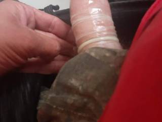 That\'s my cock in a magnum condom dick is to thick for this need to just go raw
