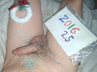 Some time after toy play, I have an erection with messy colored lube still upon my skin...TG1 camera was used.