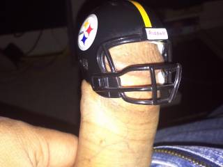 Showing Pittsburgh Steelers pride with my dick. For some rides I get, it might need a helmet like this!