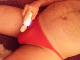 Wanding my cock through undies on cam.😉