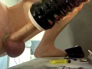 First Toy that i bought, Love it Alot, Makes my Cut cock so hard and throbbing as you can see, Always unload cum inside it and on it hehe, Love to be dirty