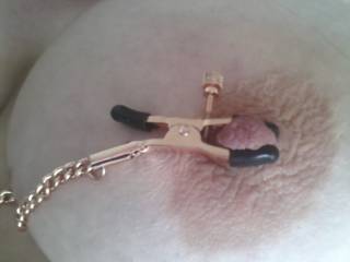 Enhancing the pleasure ...............I love it when my nips are clamped.
