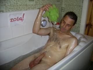hmmmmm check out this gorgeous fella girls - even better look at the size of that cock - would you scrub it clean for him?