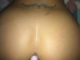 Fucking my wife\'s sexy ass from the back with a little white dildo shoved in her pretty asshole. She has the prettiest and yummiest asshole.