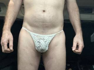 Pair number three more lacy ones this time love how it feels against my cock makes me so horny I just wish I could where them for you in person instead of showing you pictures of me in them 🥲