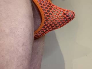 The mesh undies do contain \'Him\' although his arousal is clear to see.