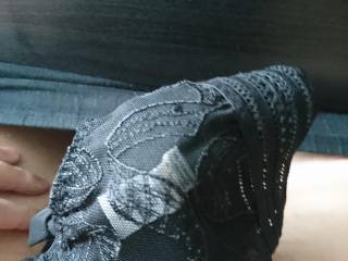My wife's friend's underwear around my dick. Makes wanking so much better!