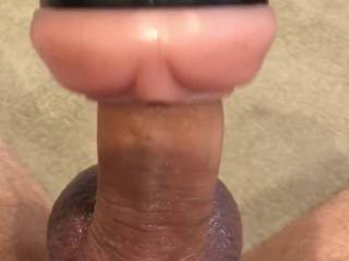 Had some time alone so I started edging my cock with a new toy.