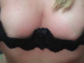 My bra barely covering my tits and getting hubby horny...who else is in?!