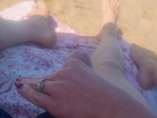 Rubbing my cock on a public beach. See her on OF at MFSquared