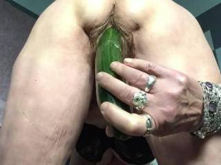 Fuck my hairy pussy with cumcumber