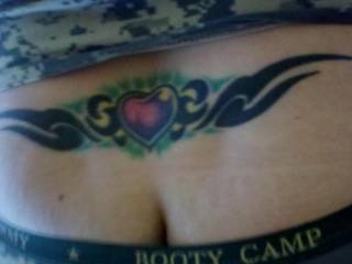 my tramp stamp with my ass peeking out of my panties