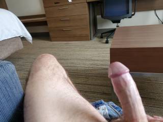 Waiting in the hotel for my lover. So horny for her, thinking of rubbing one out before she gets here.