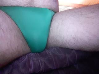 Mature cock in green satin. .π
