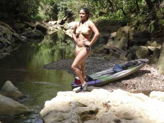 Enjoying the river after kayaking about 3 miles. Got a blow job for my efforts!