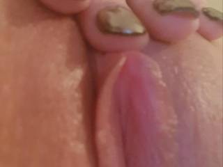 Flicking her fun bean…finger licking good! 😝😍🤪