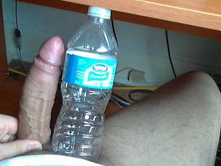 Comparing with a empty 500ml water bottle, gives you a pretty good idea of my size I guess lol. Think of this next time you take a sip hehehehe