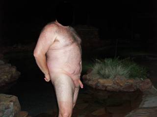 I took hubby out to the pool deck at night...stripped him...posed him for these pics!