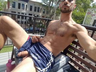 Its a beautiful day to relax in the sun with my cock out.
