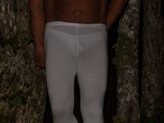 White panties under white tights.