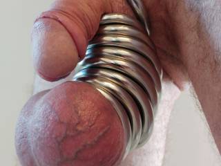 One of my hobbies is scrotum stretching. I have different methods of doing this but I keep these stainless steel rings on my scrotum 24/7. 
What do you think of me hobby?