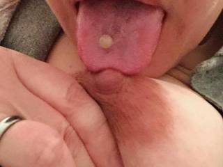 Loved the feeling my tongue  tits teasing