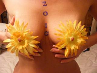 boobs with flowers