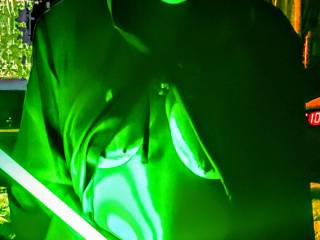 Posing with hubby\'s lightsaber