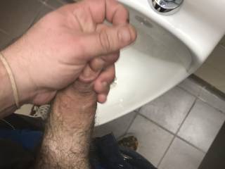 Jacking off in public restroom