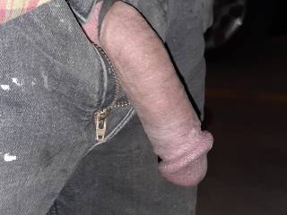 Zipper down, dick out