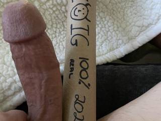 Just making it real. My cock sized up against an empty paper towel tube!