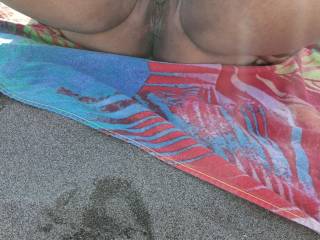 Showing off outdoors at the beach