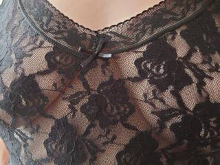I tried my new black lace dress and hubby can't resist to take some pics.
Would you resist to have a look on my tits?