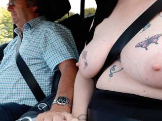 I love it having Sally sitting next to me and enjoying being topless as we drive almost everywhere!