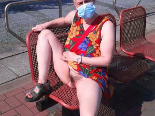 At the train station no panties