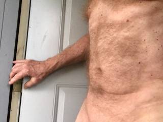 Checking the weather. Looks like a nice day to wear no clothes.