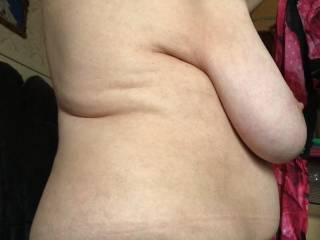 A large-breasted naked lady neatly put her dress on a hanger - then gets fucked ;)