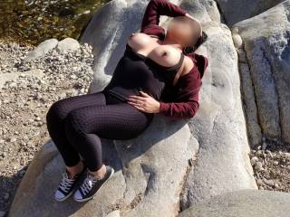 A beautiful day and a beautiful creature in the mountains.